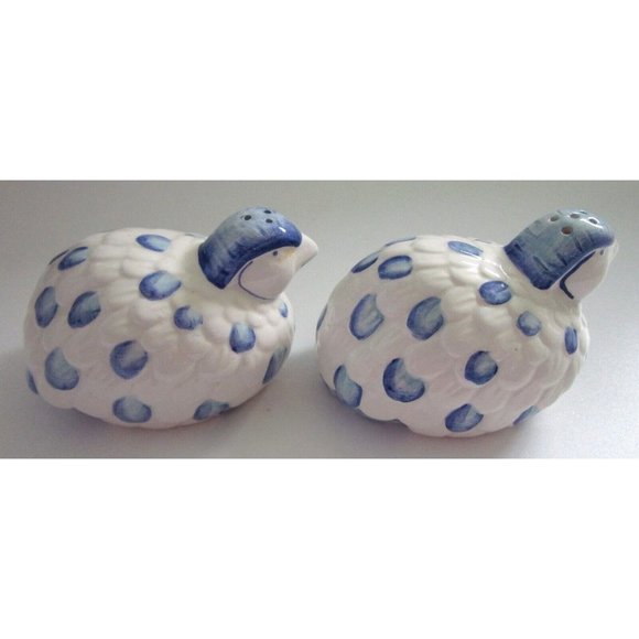 Vintage Ceramic blue and white pheasant/bird - salt and pepper shakers - Abbott - Picture 4 of 7